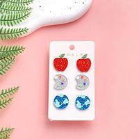 Ensemble de boucles d'oreilles européennes et américaines pour femmes, en acrylique, avec motifs crayon, pomme, Terre et bloc-notes, pour la Journée des enseignants