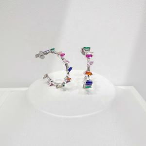 Precio de fábrica, pendientes de plata de ley 925, estilo coreano occidental, con circonita, chapados en oro, coloridos, para chicas y profesoras. - Product Image 5