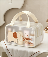 Pochette de maquillage personnalisée, portable, en cuir PU imperméable, trousse de toilette de voyage, sac à maquillage multifonctionnel pour femmes