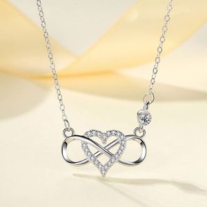 Collar de Plata de Ley S925 con Corazón Infinito y Circonita Cúbica 5A, Joyería Fina para Mujer, Ideal para Bodas, Fabricante SPJ - Product Image 5