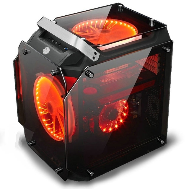 King Kong ATX Computer case With Fans LED Handle Micro ATX Horizontal PC case