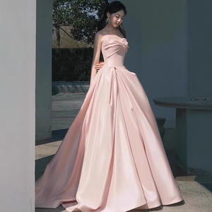 Vestido de Fiesta de Primavera, Sin Tirantes, Cintura Natural, Color Rosa Caramelo, Silueta de Sirena, Elegante, con Falda Tutú de Princesa - Product Image 5