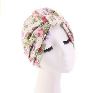 Di Stile di modo Nazionale Fodera di Raso Ragazze Chemio Cap Floreale di Stampa Delle Donne Nodo Turbante - Product Image 6