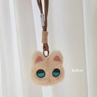 Nouveau Porte-clés Peluche Chat aux Yeux Bleus qui Couine, en Coton PP, Peluche Courte, Mignon Pendentif de Sac Noir, Petite Poupée Personnalisée, Vente en Gros