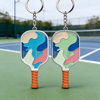 Porte-clés personnalisé en émail pour raquette de pickleball, porte-clés en métal avec logo, ensemble de porte-clés sportifs colorés pour clés, sac à dos, sac de sport