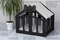 Moderne houten hondenbench, hondenmeubilair, binnen- en buitenhondenkennel, dierenhuis, houten dierenkooi met deur