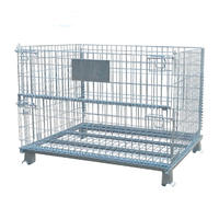 Cage de stockage en treillis métallique galvanisé, conteneur empilable avec roues pour la logistique d'entrepôt