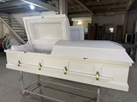 Ataúd y Cofre Funerario de Madera Estilo Americano E999 Económico con Interior de Terciopelo Blanco y Acabado Semi Brillante en Color Cerezo