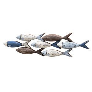 Mediterranean Style 3D Fish Wall Hanging Wooden Irregular Shape Home Decor Blue Color - Product Image 3