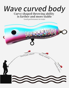 Leurre artificiel imprimé en bois, type Wave <span class=keywords><strong>Paddle</strong></span> Popper, avec hameçons pour la pêche au bar en haute mer depuis un bateau 25g/45g - Product Image 5