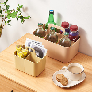 Caja de almacenamiento de escritorio con compartimentos, organizador de oficina con asa, rectangular, de Color sólido, apilable para uso en escritorio - Product Image 1