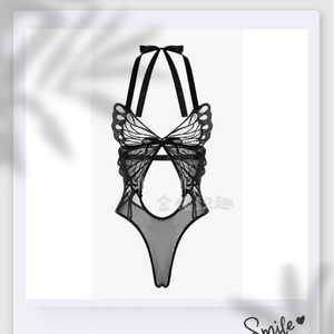 Body en dentelle transparente sexy pour femmes, lingerie transparente à col halter, body en mousseline de soie transparente 085 - Product Image 5