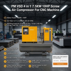 Compresor de Aire de Tornillo de Bajo Ruido 10HP 15HP 20HP con Tanque ASME 65dB IP55 Baja Vibración Certificado CE <span class=keywords><strong>para</strong></span> Máquinas CNC de Precisión - Product Image 1