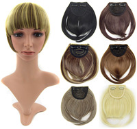 Cheveux synthétiques frange droite frange avant naturelle clip dans les extensions de cheveux ligne pleine frange frange résistant à la chaleur postiche 30 grammes