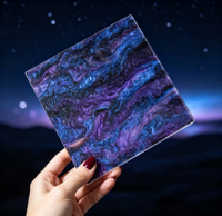 Feuille d'acrylique moulée à finition marbrée Galaxie Ciel Étoilé Violet pour accessoires capillaires, porte-clés, boucles d'oreilles et bijoux