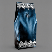 Sac d'emballage pour café avec une subtile finition métallique, fond plat, doublure en aluminium, design à déchirure facile, adapté à l'emballage du café