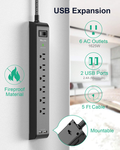 Protector <span class=keywords><strong>de</strong></span> Sobretensión Mifaso <span class=keywords><strong>de</strong></span> 6 Tomas, Cable <span class=keywords><strong>de</strong></span> Extensión <span class=keywords><strong>de</strong></span> 125V con 2 Puertos USB para Computadora y Electrodomésticos, Salida <span class=keywords><strong>de</strong></span> 3.1A - Product Image 3