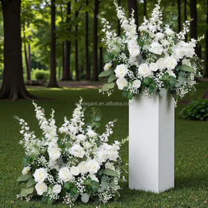EG-ALR-WG04 Forest 3D White Green <strong>Artificial</strong> Wedding Flower Arrangement <strong>Hydrangea</strong> Rose Centerpiece for Party Event Father's Day - Product Image 1