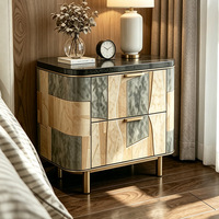 Table de chevet de luxe italienne, armoire sculptée en patchwork artistique, table de rangement moderne pour chambre à coucher