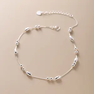 Small Geometric Round Ball Shape Anklet 925 Sterling Silver Jewellery Fashion Jewelry Anklets for Women