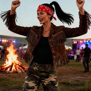 Nouvelle veste en daim à franges, couleur unie, col à revers, coupe courte et ajustée, manteau pour femme, Sehe Fashion - Product Image 5