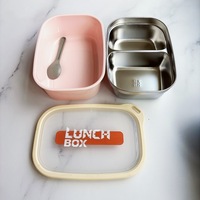 Boîte à lunch isotherme en acier inoxydable à 2 compartiments, économique, portable, compatible micro-ondes, pour l'école