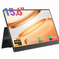 Monitor Portátil AHXJKA de 15.6 Pulgadas, Ultrafino, Full HD 1080p IPS, con Altavoz Integrado, USB-C, Plug-and-Play, Segunda Pantalla para Portátiles