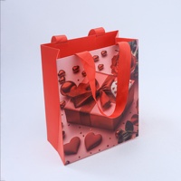 Sac cadeau en papier rouge personnalisé avec estampage à chaud 3D et ruban graphique, emballage haut de gamme pour les marques de luxe, cosmétiques, cadeaux
