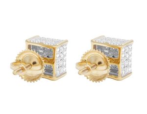 Statement <b>Silver</b> Square Earrings with Lab Grown Diamonds 10K Gold Plated Custom Jewelry for Fashion Events - Product Image 4
