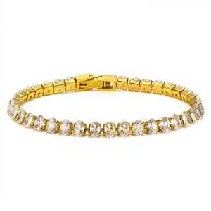 Fashion Anniversary <b>Bracelet</b> Gold Stainless Steel Tennis Chain Zircon <b>Bracelet</b> - Product Image 1