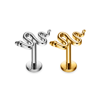 F136 Titane Serpent Boucles D'oreilles 16G 18G Fil Interne Abeilles Labret Lèvre Anneau Nez Cartilage Tragus Helix Piercing Corps Bijoux