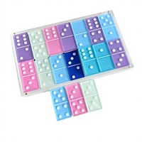 Jeu de dominos en acrylique personnalisé, transparent et coloré, jeu de table éducatif pour la famille et cadeau, 19x11x3cm, non écologique