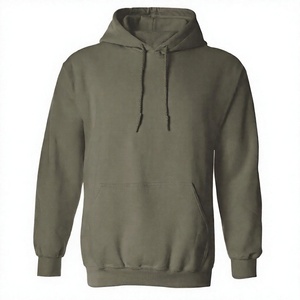 Sweat-shirt à capuche vert olive pour homme, coupe ample, 100% coton molletonné, pull décontracté uni, sweat-shirt tricoté pour l'hiver - Product Image 6