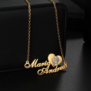 Drop Ship Custom <b>Name</b> Heart Pendant Necklace Gold Plated Personalized Photo Jewelry Gift for Her or Him - Product Image 4
