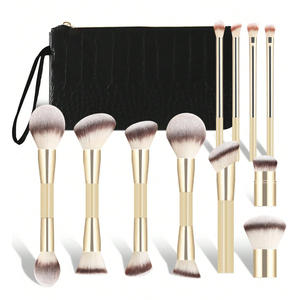 11PS Juego completo de brochas de maquillaje de función completa Juego de herramientas de maquillaje profesional súper suave de lujo marrón - Product Image 3