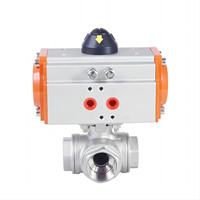 Vanne à boisseau sphérique électrique à trois voies DN25 en laiton à plateforme haute de type T, avec cylindre à double action OEM pour eau haute température, certifiée CE