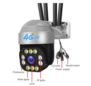 1080P HD 360 IP Nirkabel Luar Ruangan Penuh Warna Kamera PTZ Surya 4G Sistem Kamera CCTV Luar Ruangan Bertenaga Baterai 30W 20AH