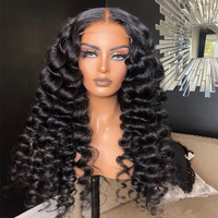 Peluca de Cabello Remy con Encaje Frontal Transparente HD 13x4, Ondulado Profundo Suelto, 30 Pulgadas, Sin Pegamento, con Baby Hair, para Mujer, Cabello Indio Rizado