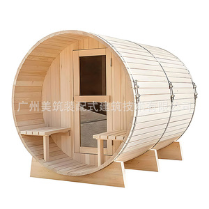 Sauna de Barril de Madera para Exteriores con Calefacción Eléctrica 220-240V, Diseño Rústico, Material Natural, Alimentación por Enchufe - Product Image 5