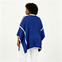 Châle en tricot jacquard rayé bleu simple pour femme, ODM OEM