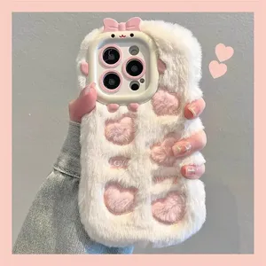 Custodia per telefono in peluche ricamato <span class=keywords><strong>Cloud</strong></span> & Love per <span class=keywords><strong>IPhone</strong></span> 16 11 12 13 14 15 Pro Max Cartoon custodia protettiva per lenti a foro sottile - Product Image 3
