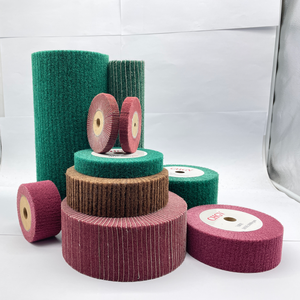 Roue à lamelles abrasive verte en nylon non tissé, <span class=keywords><strong>brosse</strong></span> à lamelles, tambour de polissage et de meulage, roue de polissage pour métaux - Product Image 6