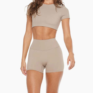 L230743 mujeres Yoga gimnasio Fitness conjuntos deportes ropa deportiva camisa corta Athleisure entrenamiento gimnasio Yoga pantalones correr deportes <span class=keywords><strong>Leggins</strong></span> conjunto - Product Image 1