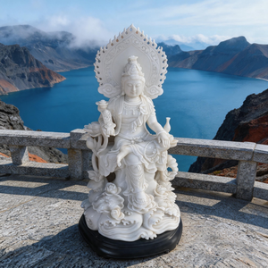 Estatua de Buda Shakyamuni de Mármol Blanco Natural para Exteriores, Ideal para Exhibiciones en Grandes Templos, Adorno de Suelo de Inspiración Zen - Product Image 4