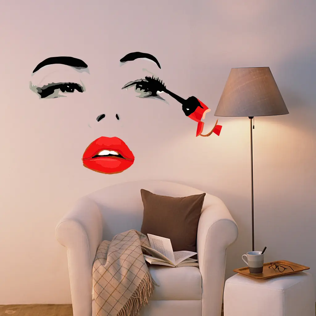 Blondes Haar Mädchen mit Sonnenbrille Wanda uf kleber Mädchen Make-up Wand dekoration Schlafzimmer Wohnzimmer Aufkleber Mode Poster Kunst Wandbild