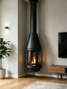 Caminetto a <span class=keywords><strong>Bioetanolo</strong></span>/Legna Senza Fumo Ecologico da Interno Montato a Soffitto Sospeso in Acciaio - Product Image 2