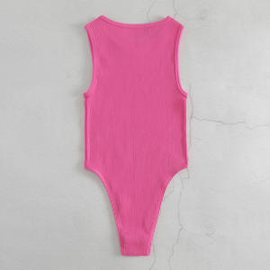 Combinaison gainante côtelée sans couture de haute qualité pour femme, sans manches, col rond, basique, respirante, non tissée, amincissante - Product Image 5