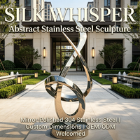 Sculpture d'art métallique abstraite moderne sur mesure de grande taille, statue en acier inoxydable poli miroir 316L pour la décoration extérieure des hôtels et des jardins
