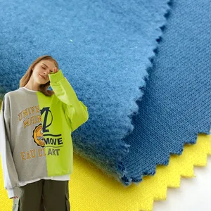 Heavy weight 100% cotton soft 360gsm brushed knitted french terry fleece fabric for hoodies sweatshirts