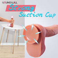 Dildo réaliste en silicone à double dureté avec texture veineuse réaliste et base à ventouse, matériau sûr pour le corps, pour femmes